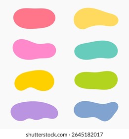 Blob Anuncios de ameba líquida en varias Formas y colores establecidos. Fondos de nube modernos y suaves. Ilustración vectorial.