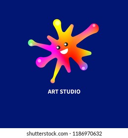 Blob logo, kids art studio icon, character spot