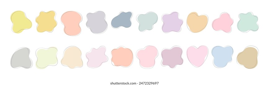 Blob muted vector collection can be used in a variety of ways, including card decorations, frames, paper decorations, cards, backgrounds, and more.