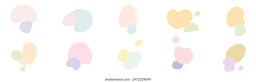 Blob muted vector collection can be used in a variety of ways, including card decorations, frames, paper decorations, cards, backgrounds, and more.