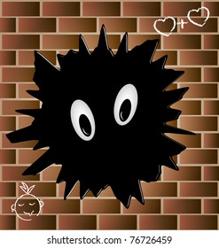 blob on a brick wall