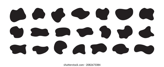 Blob organic irregular shape vector, black random melt spot set isolated on white background. Abstract geometric illustration