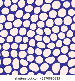Blob organic shapes seamless pattern. Cute tiny hand drawn circles in geometric random texture. Design for fabric, textile, wrapping paper. Ocean inspired ornament for aesthetic background.