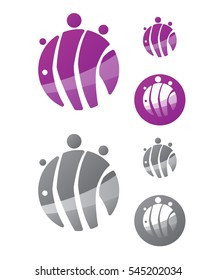 Blob purple fish logo set