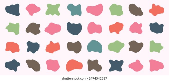 Blob shape abstract colorful vector illustration isolated on a white background—a set of irregular round blots form a graphic element. 