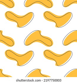 Blob shape abstract yellow color with line vector seamless pattern