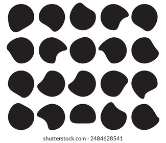 Blob shape icons. Abstract Black blob Shape Collection. Organic blob shape on white background.