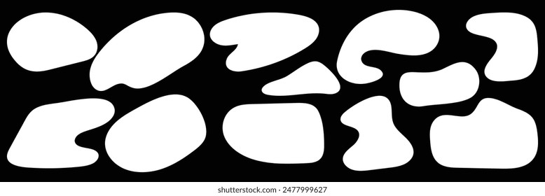 Blob shape irregular form abstract vector illustration. Simple amoeba shape, asymmetric spot, irregular form. Eco color amorphous element set. Clipart of bubble blotch, deform drip. liquid blob.