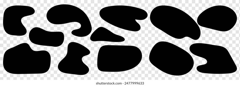 Blob shape irregular form abstract vector illustration. Simple amoeba shape, asymmetric spot, irregular form. Eco color amorphous element set. Clipart of bubble blotch, deform drip. liquid blob.