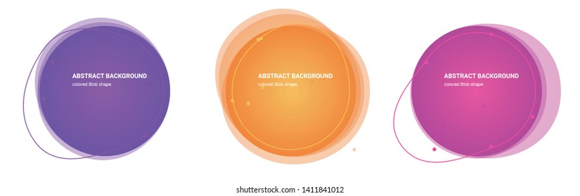 Blob Shape Minimal Design Multicolored Gradients Abstract Backgrounds for Banner, Presentation. Isolated Round Design Elements with Wavy Shape in Casablanca, Cerise, Violet Red colors.Vector.