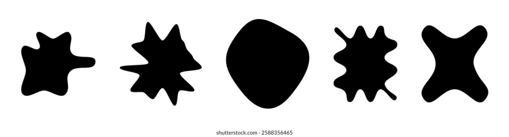 Blob Shape Organic. Abstract Liquid Shapes. Organic Black Irregular Blotch Shapes