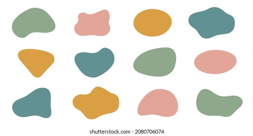 Blob shape organic in boho style, vector illustration set. Collection from abstract modern forms and Liquid drop for design and print. Basic stains geometric, isolated elements on white background