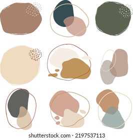Blob shape organic in boho style, vector illustration set. Collection from abstract modern forms and Liquid drop for design and print. Basic stains geometric, isolated elements on white background