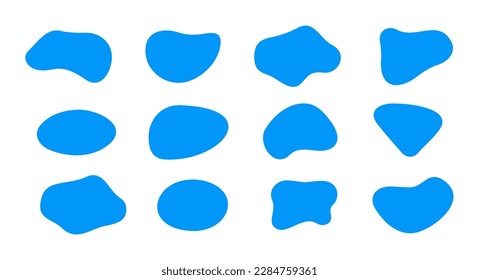 Blob shape organic in boho style, vector set. Collection from abstract modern forms and Liquid drop for design and print. Basic stains geometric, isolated elements on white background. Vector 10 eps.