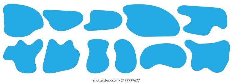Blob shape organic in boho style, vector set. Collection from abstract modern forms and Liquid drop for design and print. Basic stains geometric, isolated elements. Liquid abstract blob shape. Eps 10.