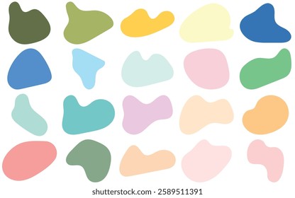 Blob shape organic in boho style, vector illustration set.