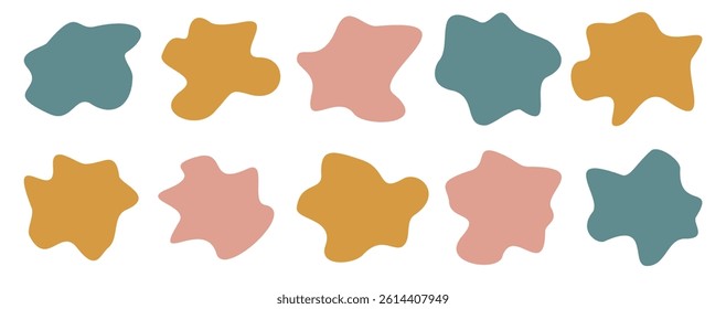 Blob shape organic in boho style. Different blotch shapes collection. Pastel shapes, vector element set.