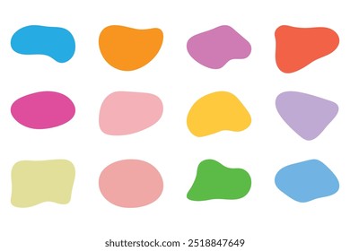 Forma de bolha orgânica no conjunto de vetores de estilo boohoo. Coleção de formas modernas abstratas e gota líquida para design e impressão. Manchas básicas geométricas, elementos isolados no fundo branco eps 10