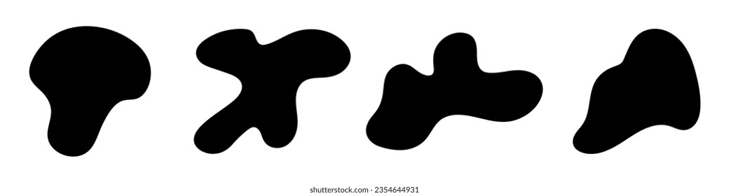 Forma de blob con sensación orgánica, formas irregulares abstractas. Círculos líquidos redondos y aleatorios, óvalos fluidos. Ilustraciones vectoriales planas aisladas en segundo plano.