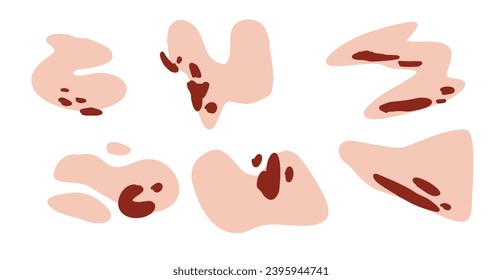 El blob da forma a la ilustración orgánica en estilo boho, conjunto vectorial. Colección de formas abstractas modernas y caída líquida para diseño e impresión. La base mancha elementos geométricos aislados sobre fondo blanco.