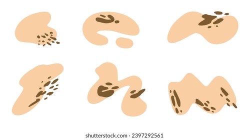 Blob shape organic illustration in boho style, vector set. Collection of abstract modern forms and Liquid drop for design and print. Basic stains geometric, isolated elements on white background.