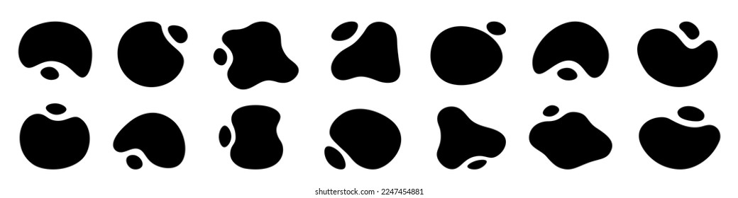 Blob shape. Organic shape set. Black paint stain collection. Vector ink drop