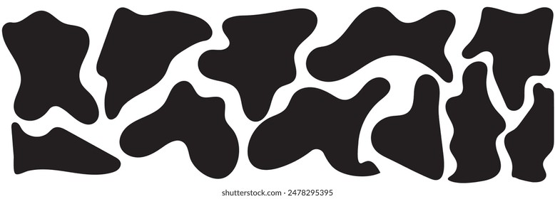 Blob shape organic set. Collection from abstract forms for design and paint. Different drops in modern style. Liquid silhouette drop in modern style.