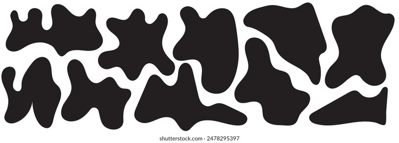 Blob shape organic set. Collection from abstract forms for design and paint. Different drops in modern style. Liquid silhouette drop in modern style.