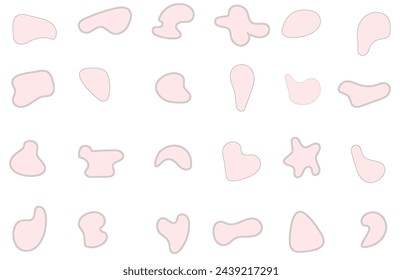 Blob shape organic set. Fluid cooler blob shape vector for abstract design.Irregular random minimal blob form. Abstract watery forms template. Organic blobs set icon on transparent background.