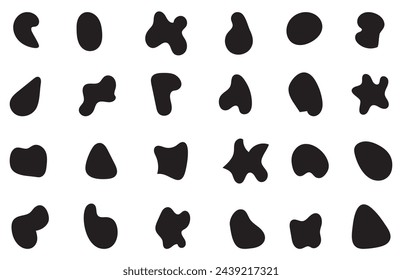 Blob shape organic set. Fluid cooler blob shape vector for abstract design.Irregular random minimal blob form. Abstract watery forms template. Organic blobs set icon on transparent background.