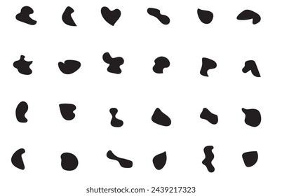 Blob shape organic set. Fluid cooler blob shape vector for abstract design.Irregular random minimal blob form. Abstract watery forms template. Organic blobs set icon on transparent background.