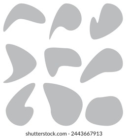 Blob shape organic set. Fluid cooler blob shape vector for abstract design.Irregular random minimal blob form. Abstract watery forms template. Organic blobs set icon on white background. Eps