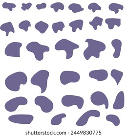 Klecksen-Form organisches Set. Fluid Cooler Blob Form Vektorgrafik für abstraktes Design. Unregelmäßige zufällige Minimalblob Form. Abstrakte wässrige Formen bilden Vorlage. Organische Kleckse setzen Symbol auf weißem Hintergrund.