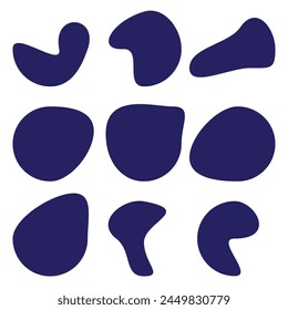 Blob shape organic set. Fluid cooler blob shape vector for abstract design.Irregular random minimal blob form. Abstract watery forms template. Organic blobs set icon on white background.