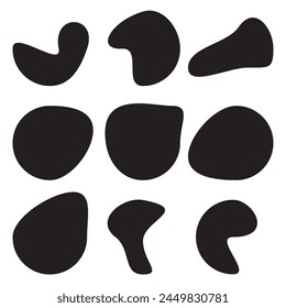 Blob shape organic set. Fluid cooler blob shape vector for abstract design.Irregular random minimal blob form. Abstract watery forms template. Organic blobs set icon on white background.