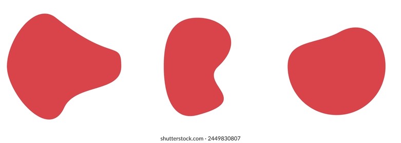Klecksen-Form organisches Set. Fluid Cooler Blob Form Vektorgrafik für abstraktes Design. Unregelmäßige zufällige Minimalblob Form. Abstrakte wässrige Formen bilden Vorlage. Organische Kleckse setzen Symbol auf weißem Hintergrund.