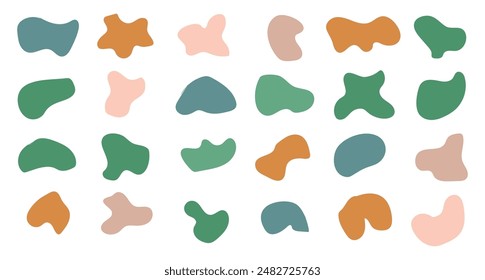 Blob shape organic set. Fluid cooler blob shape vector for abstract design.Irregular random minimal blob form. Abstract watery forms template. Organic blobs set icon on white background.