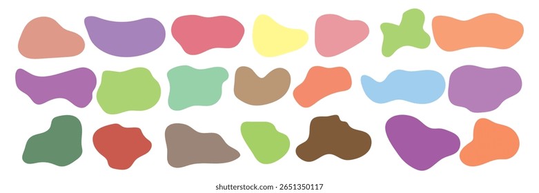 Conjunto orgânico de forma de bolha. Vetor de forma de bolha de resfriador de fluido para design abstrato , Forma de bolha mínima aleatória irregular. Modelo de formas aquosas abstratas. Bolhas orgânicas definem ícone em fundo branco.