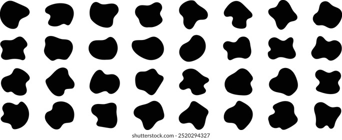 Blobform organisches Set. Blob-Symbol. Schwarzer Fleck unregelmäßige Form Vektorgrafik. Set von abstrakten schwarzen organischen geformten Blobs Elemente