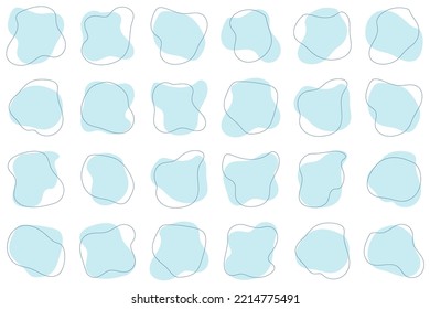 Blob formen organisch. Satz unregelmäßiger runder Block Form grafischen Element. Organischer Amöbenblock formt abstrakte blaue Farbe mit Linie. Die Doodle fällt mit einem Umriss. Vektorgrafik