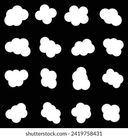 Blob shape organic set. Random white cube drops simple shapes. Pebble, inkblot, drops and stone silhouettes. Collection of paint liquid black blotch spot irregular form 5 4 
