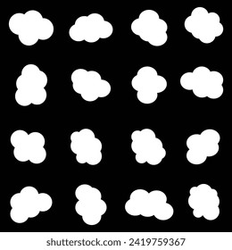  Blob shape organic set. Random white cube drops simple shapes. Pebble, inkblot, drops and stone silhouettes. Collection of paint liquid black blotch spot irregular form  6 8 0