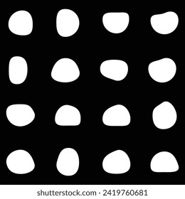  Conjunto orgánico de forma de blob. El cubo blanco aleatorio cae en formas simples. guijarros, manchas de tinta, siluetas de piedra. Colección de pintura líquido mancha negra forma irregular 5 4 