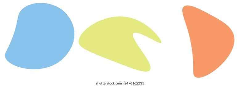  Blob shape organic set. Random black cube drops simple shapes. Collection forms for design and paint liquid black blotch shapes