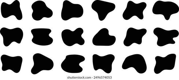 Blob shape organic set. Random black cube drops stone silhouettes. Irregular blob shapes. vector illustration.
