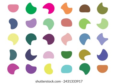 Blob shape organic set. Various blotch. Blob shapes vector set. Organic abstract simple fluid elements. Organic blobs and blotch of irregular shape.