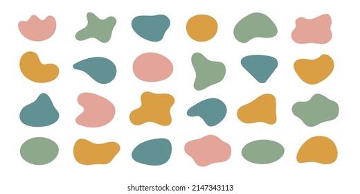 Blob shape organic, vector illustration set. Collection from abstract forms for design and paint. Liquid silhouette drop in modern style. Basic stains isolated elements on a white background