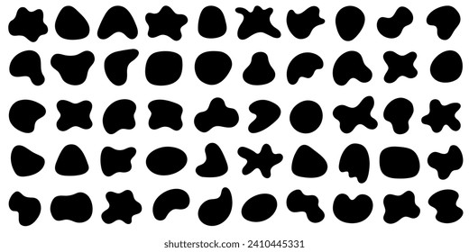 Blob shape organic vector illustration set. Collection from abstract forms for design and paint. Liquid silhouette drop in modern style. Basic stains isolated elements on a white background