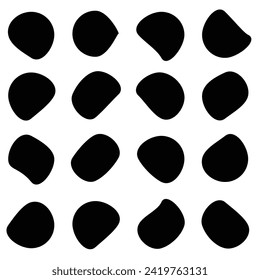  Blob shape organic, vector illustration set. Collection from abstract forms for design and paint. Liquid silhouette drop in modern style. Basic stains isolated elements on white background 4 3 1