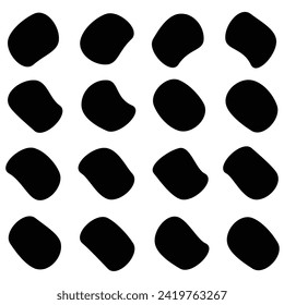 Blob shape organic, vector illustration set. Collection from abstract forms for design and paint. Liquid silhouette drop in modern style. Basic stains isolated elements on white background  6 5 2